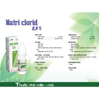 Nước muối sinh lý nacl 0,9% lọ 10ml - 1 chai