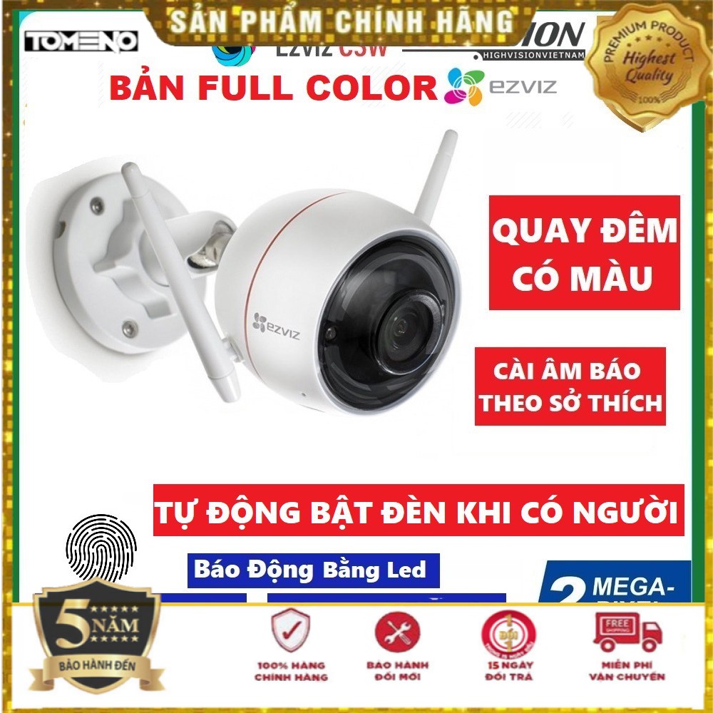 Camera IP Wifi ngoài trời EZVIZ C3W Full Color 1080P (CS-CV310 2MP) (Đêm có màu) (Còi + đèn chớp) Bảo hành 24 tháng