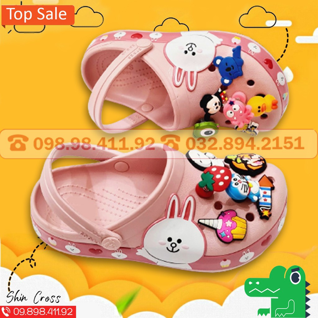 dép Cross cho bé mẫu thỏ trắng siêu bán chạy tặng thêm 6 sticker