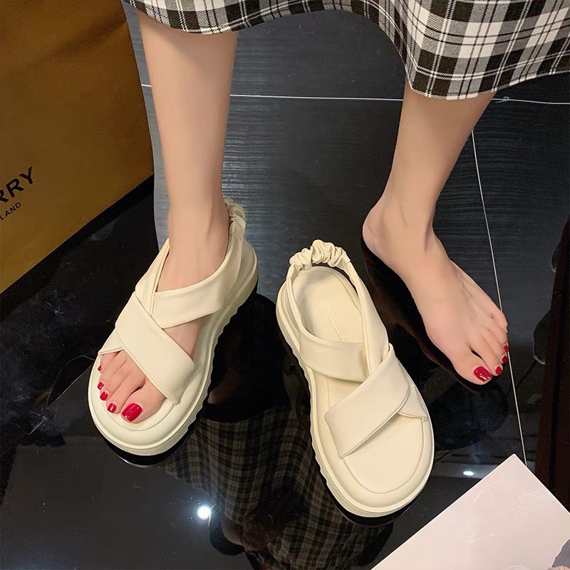 ( 2 màu) Giày sandal nữ ẢNH+VIDEO THẬT dép quai hậu đế răng cưa CHUN
