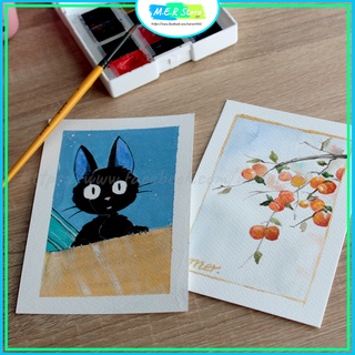 Tệp 10 tờ Postcard A6 Happy 300g _ Giấy vẽ màu nước, màu gouache, acrylic..