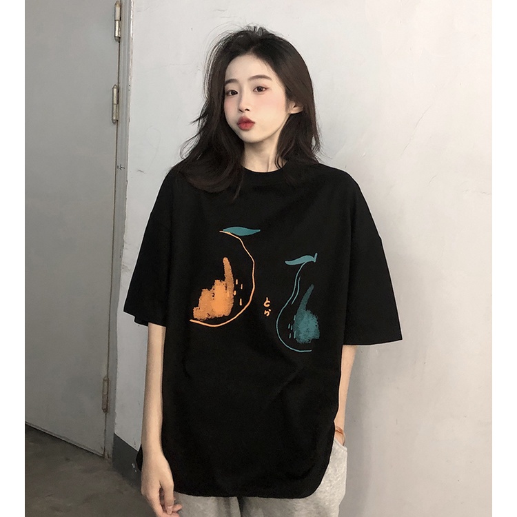 Áo Thun Ngắn Tay Dáng Rộng In Họa Tiết Thời Trang Mùa Hè Hàn Quốc Dành Cho Nữ