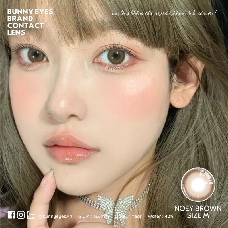 Kính Áp Tròng BUNNY EYES - Noey Brown 14.2mm Nâu Giãn Vừa Đủ Độ Từ 0 Đến 6