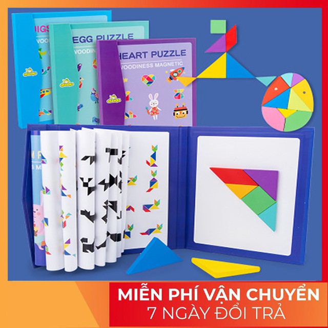 [Siêu Sale] ĐỒ CHƠI GỖ GHÉP HÌNH TRÍ TUỆ TANGRAM BẰNG NAM CHÂM KÈM HƯỚNG DẪN