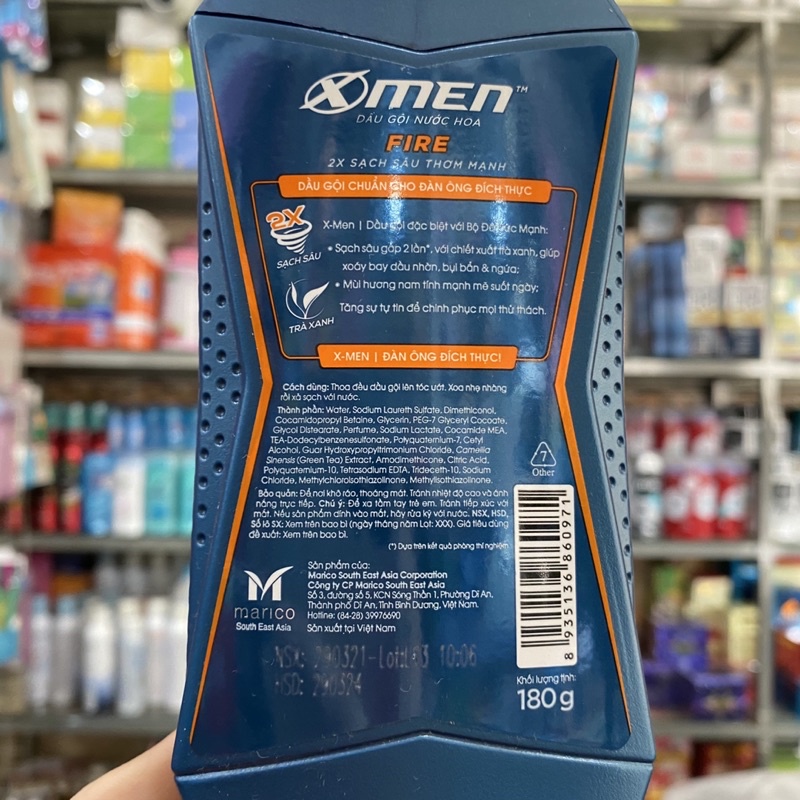 Dầu gội nước hoa X-Men Fire 2x sạch sâu thơm mạnh mẽ 180g