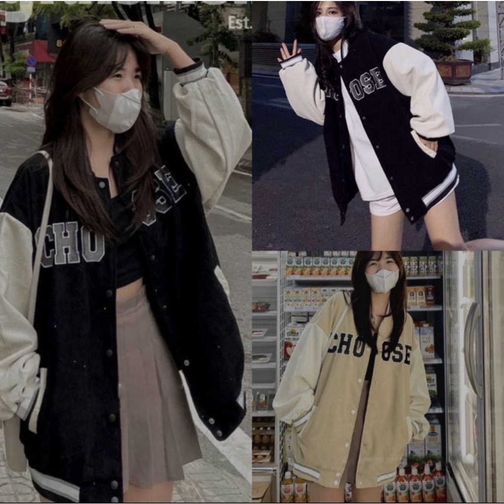 Áo Khoác Bomber Choose Dáng Unisex Freesize, Hàng Shop, Chất Nỉ Nhung Đẹp, Có Quà Tặng Kèm