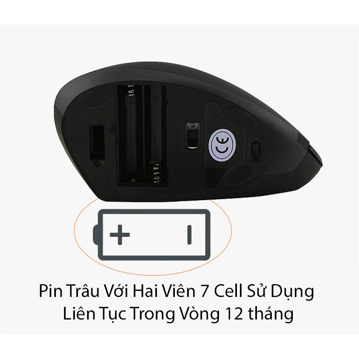 Chuột Không Dây Ergonomic Mouse 2.4 GHz Chống mỏi tay-Chuột văn phòng thế hệ mới bảo vệ cổ tay