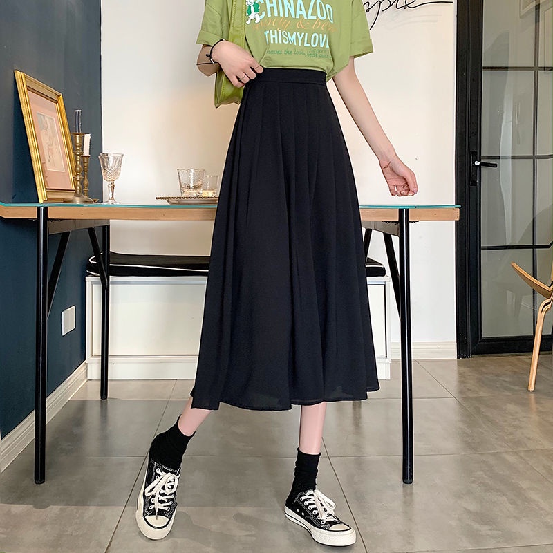 IELGY Chân váy IELGY dáng dài lưng cao phong cách Pháp cổ điển cho nữ