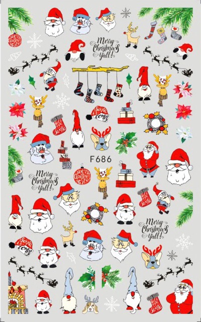 Sticker hình noel tết mẫu mới dán móng tay nail