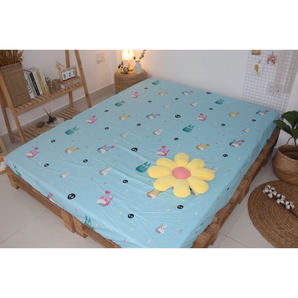 Tấm Drap lẻ KHA LY - Ga lẻ ( không áo gối ) - 100% cotton thiên nhiên - VN279 - Totoro Xanh Biển