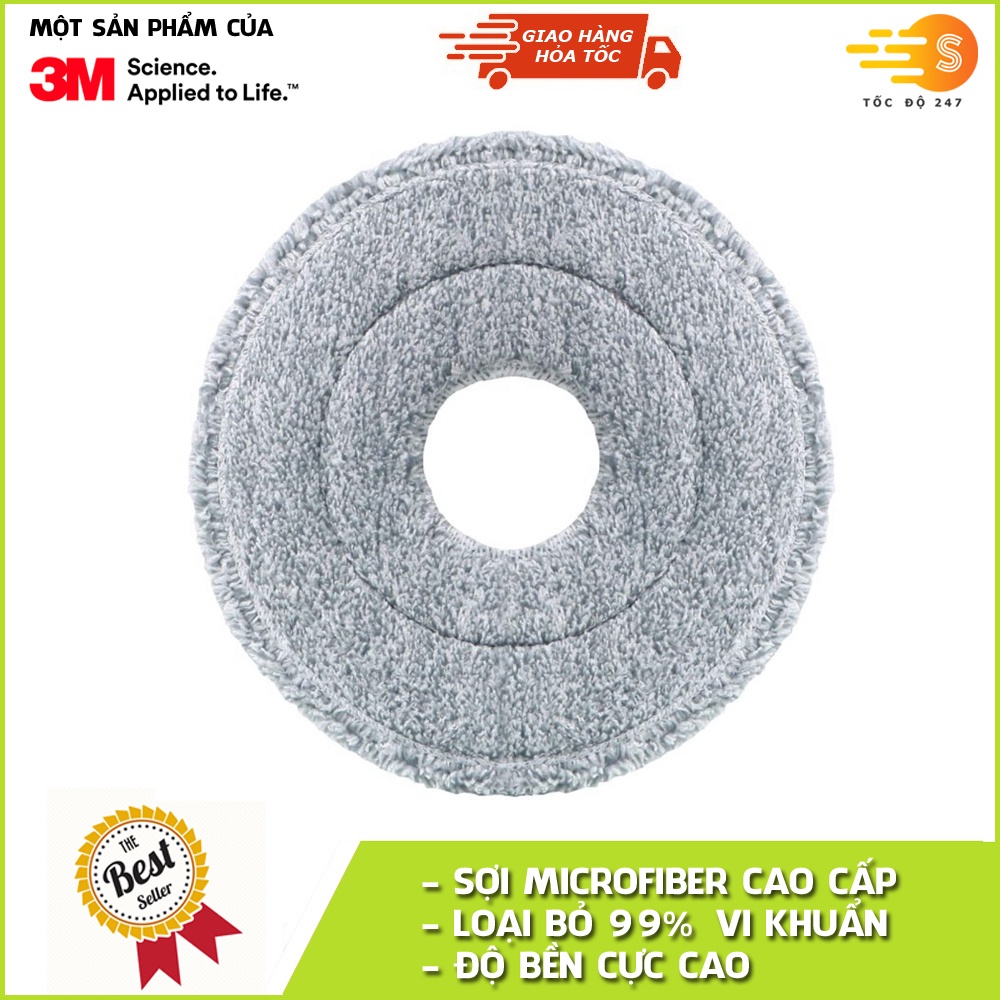 Bông lau nhà thay thế 360 độ cải tiến Microfiber Scotch-Brite 3M BL360-CT - thấm hút nước cực tốt, vắt khô cực nhanh, và