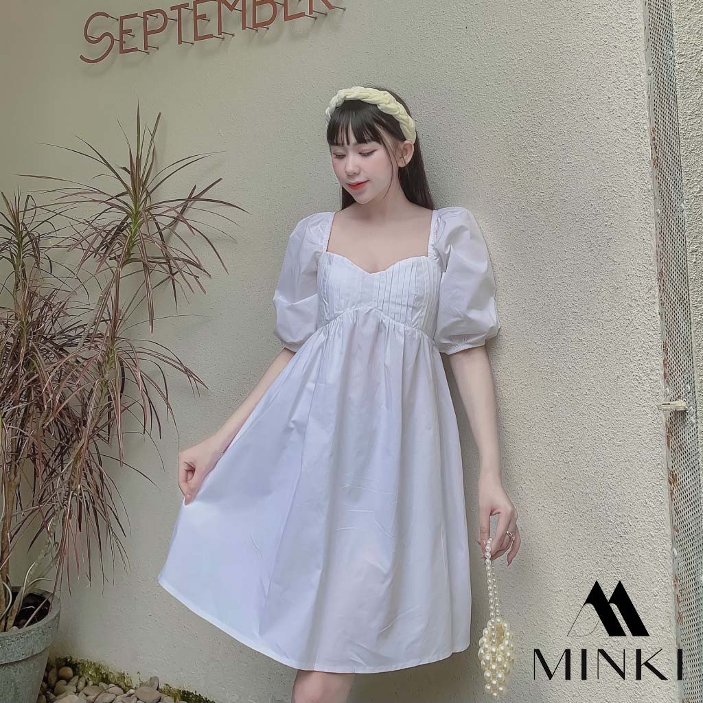 ĐẦM XẾP LY NGỰC - Chất Liệu Kaki Thun Nhập Khẩu - 3 màu Trắng/ Nude/ Hồng [HÀNG THIẾT KẾ] | BigBuy360 - bigbuy360.vn