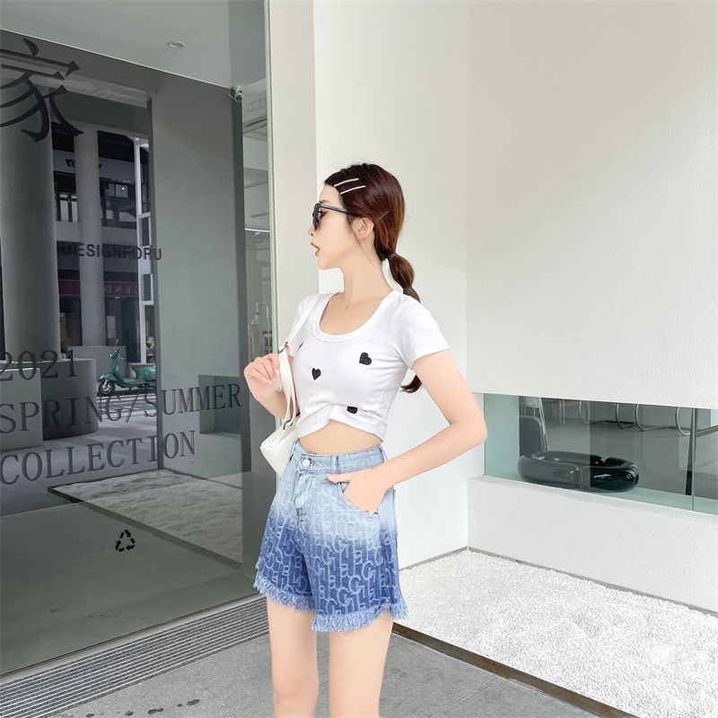 Quần Short Lưng Cao Ống Rộng Màu Gradient Phong Cách Retro Thời Trang Cho Nữ