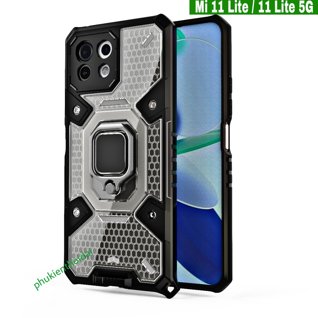 ỐP LƯNG MI 11 LITE / MI 11 LITE 5G VÂN TỔ ONG IRING CHỐNG SỐC THỜI TRANG KIỂU DÁNG UAG