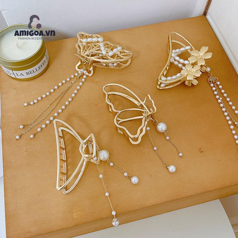 Kẹp Tóc Hình Bướm Bằng Kim Loại Kích Thước Lớn Thanh Lịch Sang Trọng