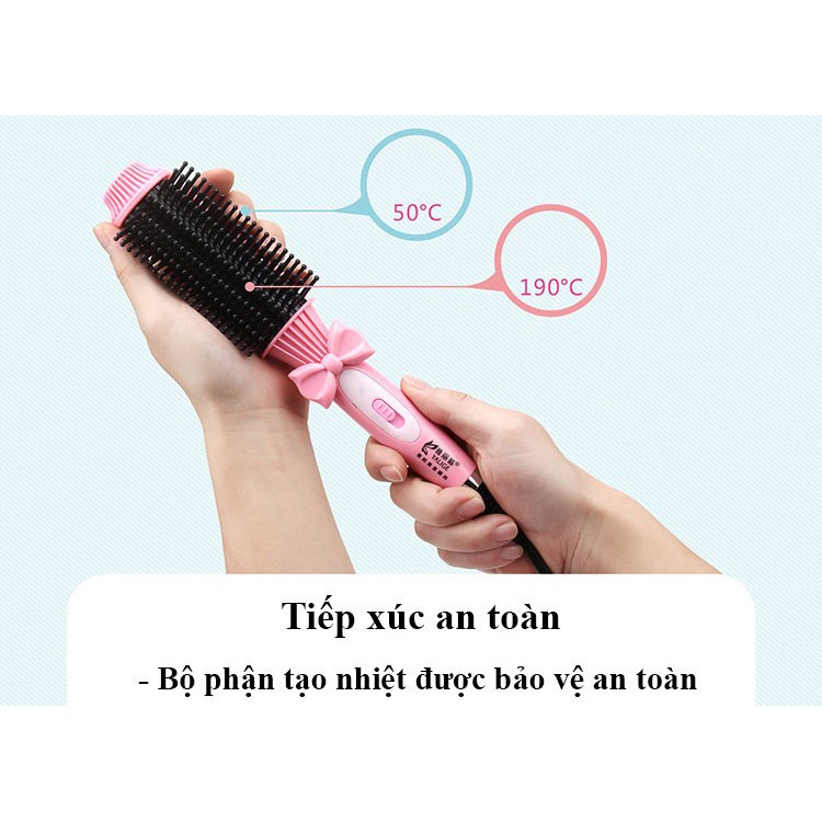 Máy Uốn Tóc Tự Động Xoay 360 Độ, Máy là tóc dạng lược có nơ  Tạo Kiểu Tóc Nhanh Chóng Dễ Dàng