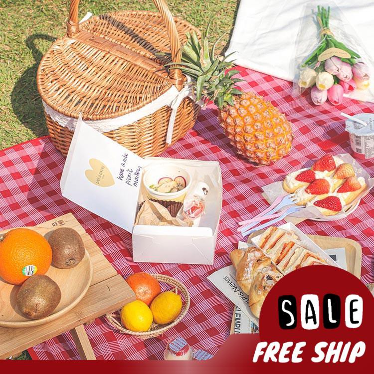 THẢM DÃ NGOẠI, DU LỊCH, PICNIC CAO CẤP - Chống thấm nước, họa tiết caro, gấp gọn tiện lợi - 2 kích thước khách chọn màu!