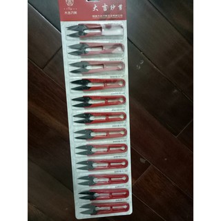 Kéo bấm chỉ chuôi nhựa đỏ combo 12 cây/dây