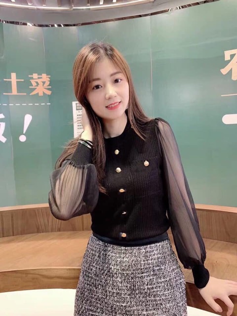 Áo len tay lưới 2 túi