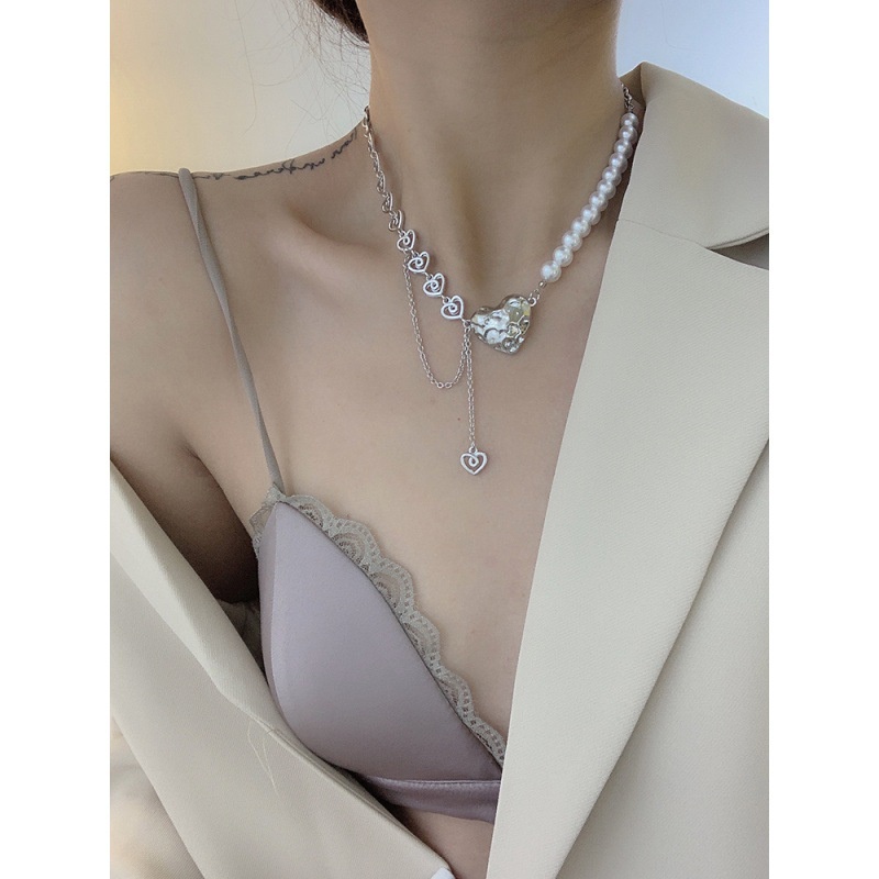 Vòng cổ Mặt Trái Tim Đính Ngọc Trai Thời Trang