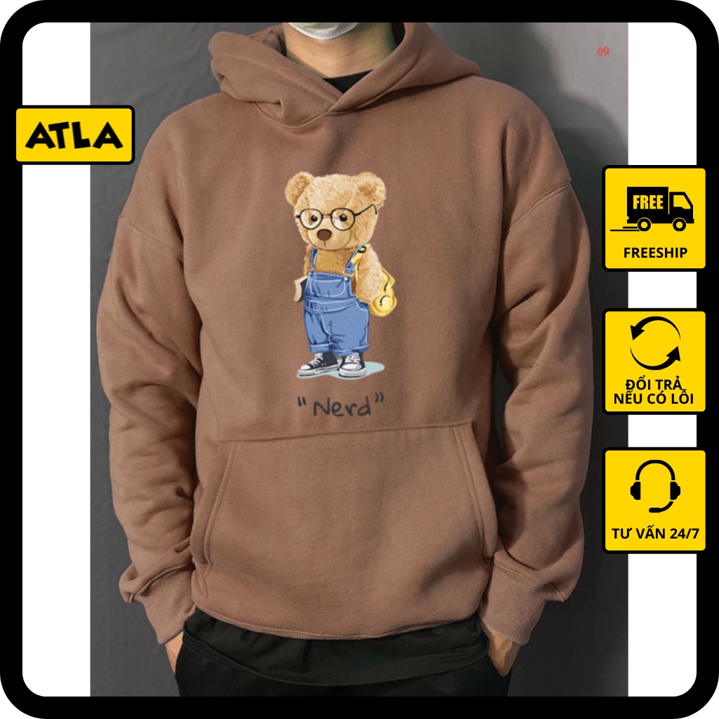 Áo Hoodie Unisex đôi NERD form rộng nam nữ vải Nỉ Bông-TDA09
