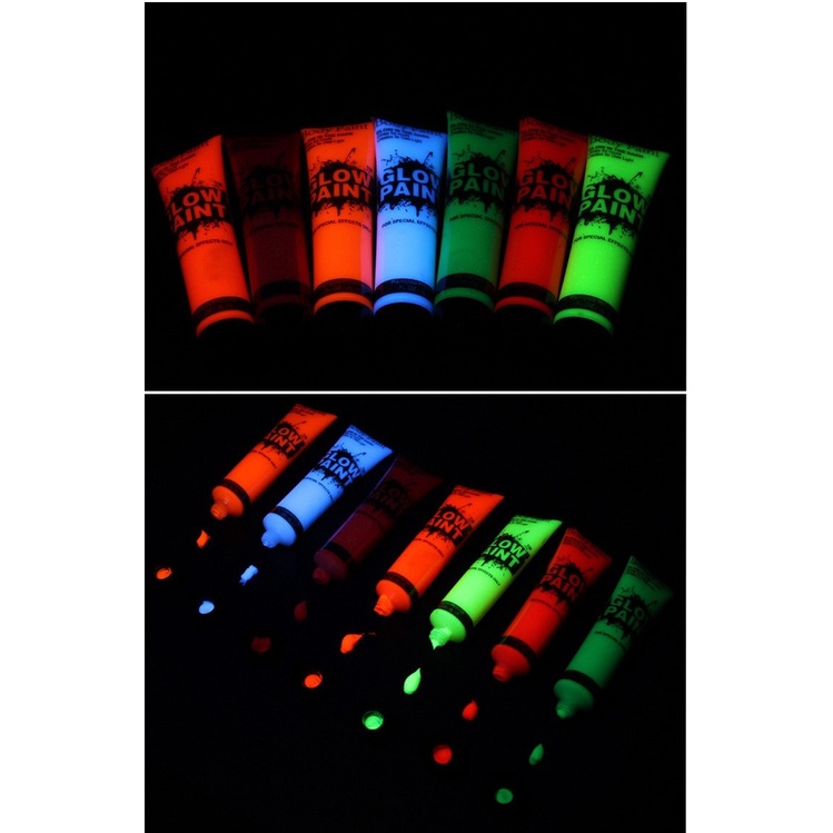 Tuýp Màu Vẽ Dạ Quang vẽ cơ thể/trang điểm mặt màu neon độc đáo có thể rửa sạch, màu vẽ Body painting hóa trang halloween