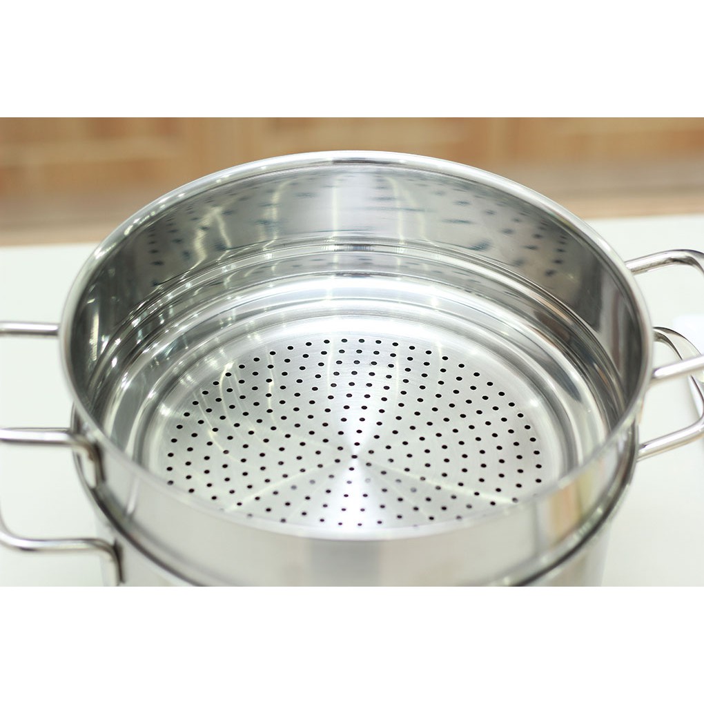 Bộ xửng hấp 3 đáy inox 430 Fivestar Standard  bếp từ nắp inox ( 24cm / 26cm )