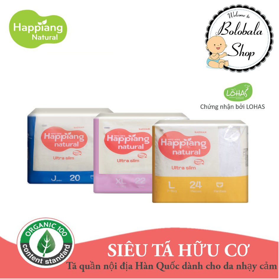 Tã quần hữu cơ Hàn Quốc HAPPIANG size L24/XL22/J20 - Date 2022