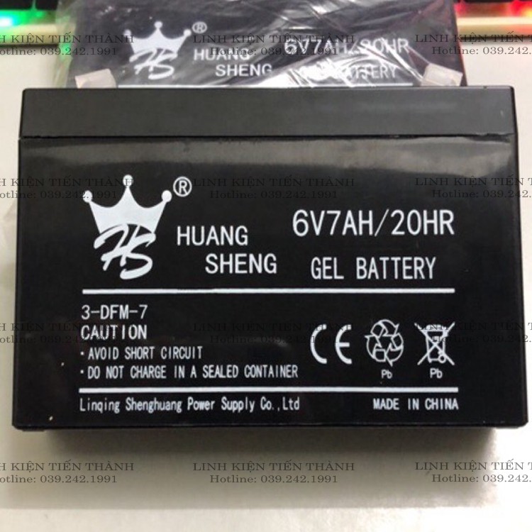 Bình Acquy 6V7ah/20HR Dành Cho Ô Tô Xe Máy Điện Trẻ Em , Quạt Tích Điện ....vv