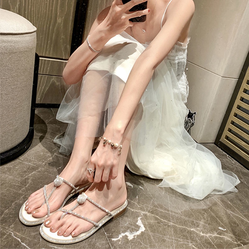 Dép Sandal Đính Đá Thời Trang Mùa Hè ins2022 Cho Nữ