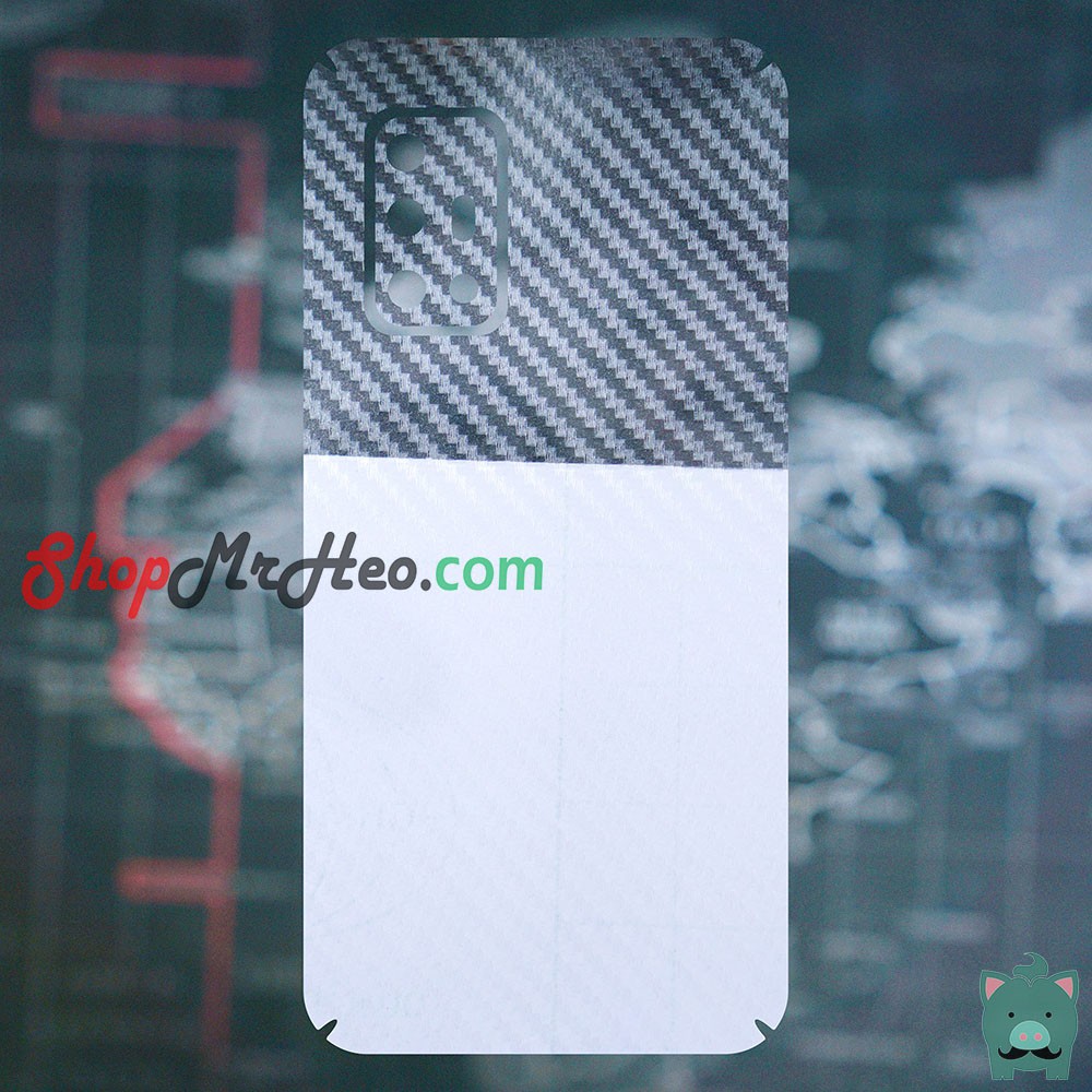 Skin Dán Mặt Sau Lưng Vân 3D Vivo V19 - V19 Neo - Carbon, Hình Hộp, Nhám, Vân Da