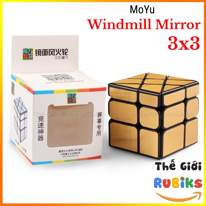 Rubik Gương Windmill Mirror 3x3 Cube Gold Vàng Magic Rubic Biến Thể.