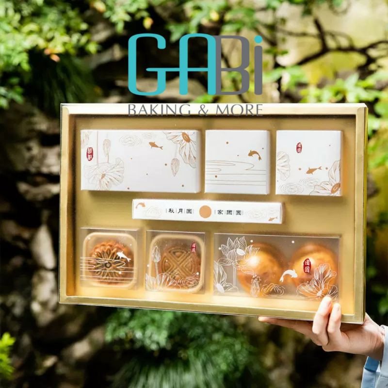 Hộp đựng 8 bánh trung thu 50-75g sen trắng có quai xách