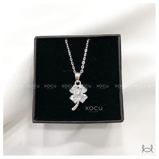 Dây Chuyền Bạc, Mặt Đá Pha Lê Cỏ 4 Lá, Xocu