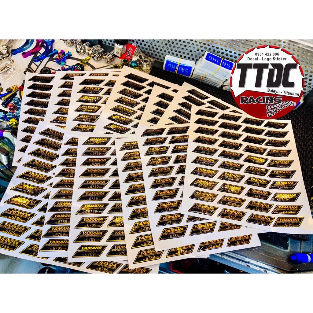 Tem nổi crom 24k vàng 3D Honda Yamaha dán mọi vị trí