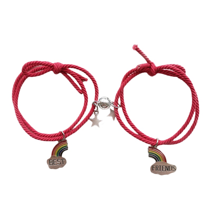 1 Cặp Vòng Tay Dây Bện Mặt Chuông Màu Cầu Vồng Có Thể Điều Chỉnh Kích Thước Dành Cho Cặp Đô dreamdiary