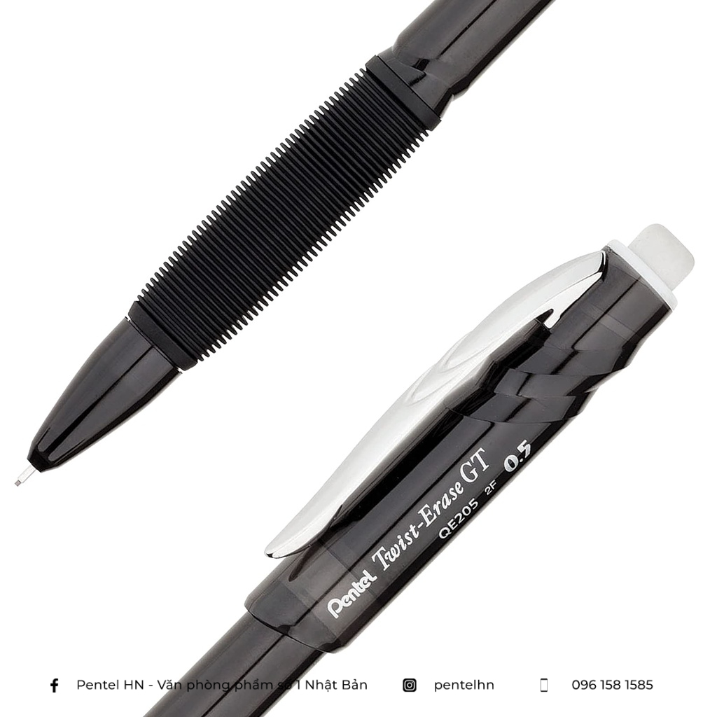 (Chì Bấm Tự Đông) Bút Chì Kim Kỹ Thuật Pentel Twist Erase QE205 Ngòi 0.5mm | Kết Cấu Vỏ Chắc Chắn | Đầu Tẩy Dài Tới 3cm