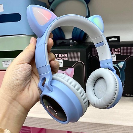 Tai nghe mèo Bluetooth không dây cực đáng yêu, có đèn LED nháy, micro, âm thanh sống động | BigBuy360 - bigbuy360.vn