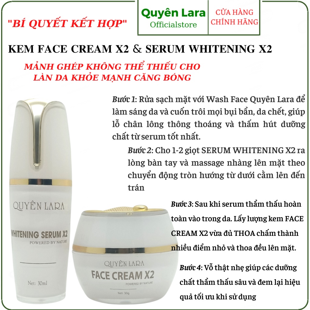 Serum Whitening X2 QUYÊN LARA Cung Cấp Collagen,Trẻ Hóa Làn Da,Ngăn Ngừa Nếp Nhăn Phục Hồi Cấu Trúc Da 30 ml 30ml