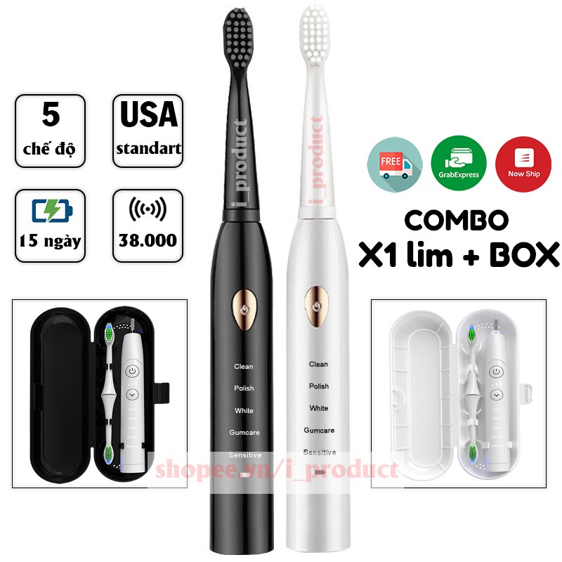 Bàn chải điện tự động đánh răng Sonic X1 Pro và hộp đựng bàn chải tiện dụng an toàn Hachico