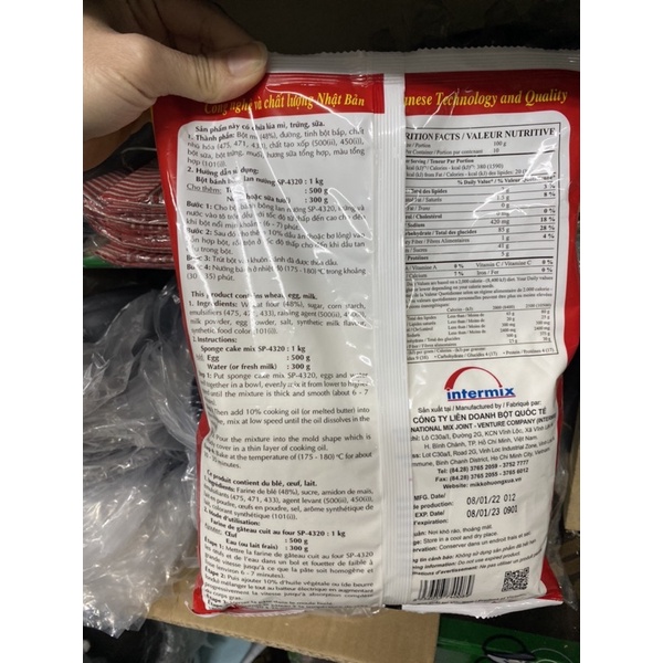 Bột bánh bông lan trộn sẵn 1kg MIKKO