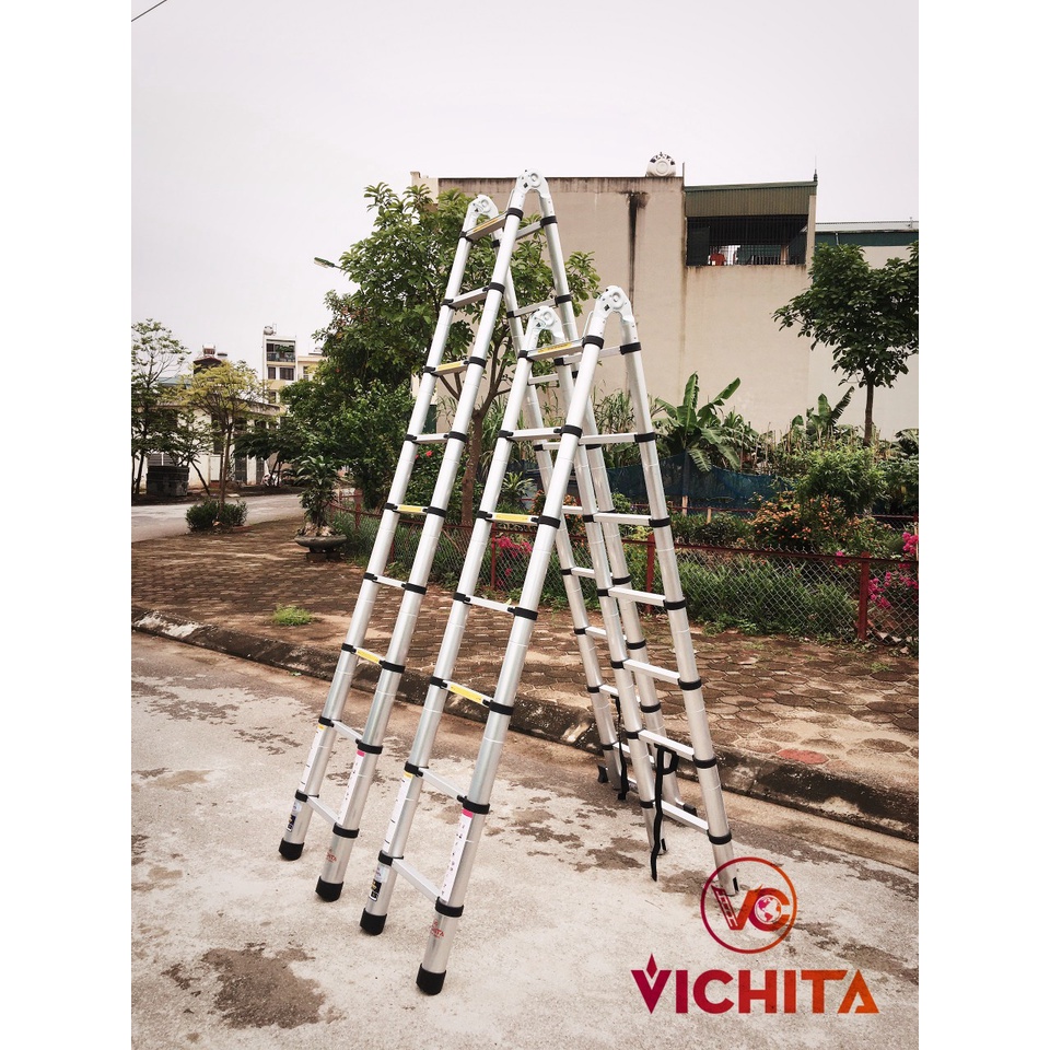 Thang Nhôm Rút Chữ A Vichita 1.9, 2.2, 2.5, 2.8, 3.2M - BH 2 Năm [Tặng 2 Chốt Thang]