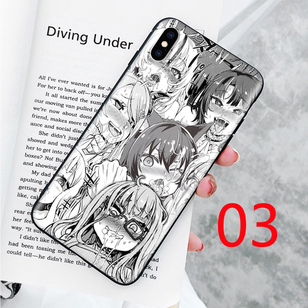 Ốp điện thoại silicon dẻo in hình anime Ahegao cho iPhone 5 5S 6 6S Plus 7 8 SE X XR XS Max