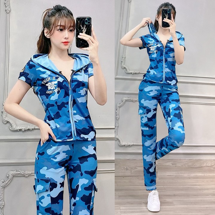 Bộ đồ thể thao lính có nón thêu logo TT434 [HÀNG XUẤT NHẬT-HÀN QUỐC]