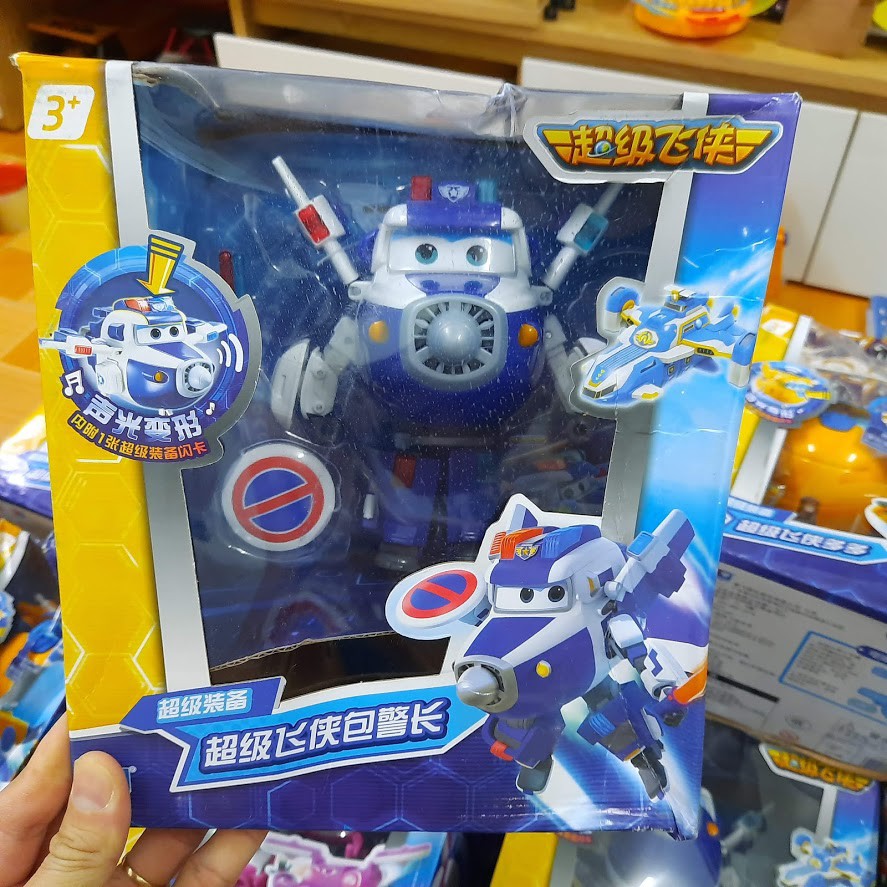 Đồ chơi đội bay siêu đẳng super wings robot cảnh sát Paul siêu cấp Robot biến hình cỡ lớn có đèn và âm thanh đồ chơi