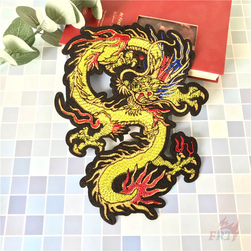 Miếng dán ủi may hình rồng vàng / rồng ngụy trang khổng lồ phong cách trung hoa diy (l - 466）