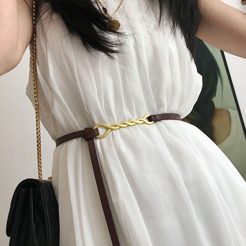 Thắt Lưng Da Pu Khóa Kim Loại Nhiều Màu Sắc Tùy Chọn Phong Cách Vintage Thanh Lịch Cho Nữ