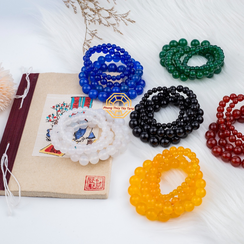 Vòng Tay Phong Thủy Đá M Nãoo Tự Nhiên  Nam Nữ Mệnh Kim Mộc Thủy Hỏa Thổ - Phong Thủy Tây Tạng HCM