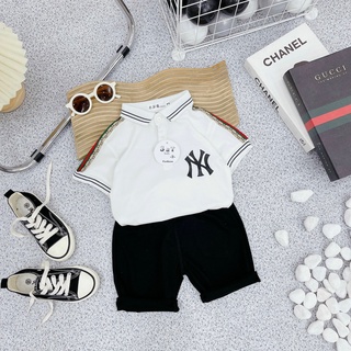 Set bộ mùa hè quần đùi lửng cho bé trai 8-22kg, set áo polo quần lửng mùa hè cho bé trai hannah kids