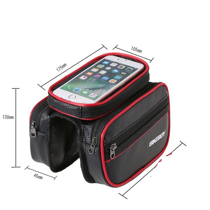 Túi Đựng Đồ Đựng Điện Thoại Cảm Ứng Treo Sườn Xe Đạp Thể Thao Màu Đen, Túi Treo Ghi Đông Xe Đạp Chống Nước Cao Cấp CB001